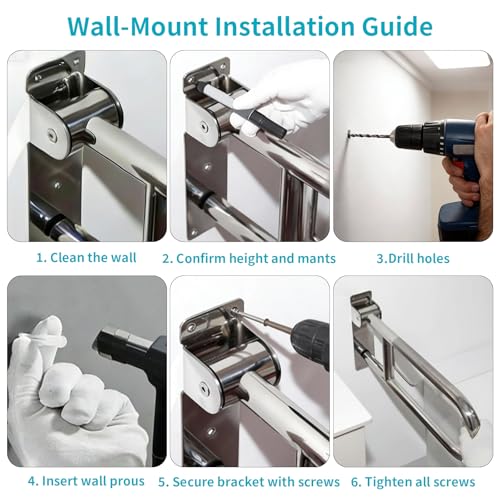 30'' Flip-Up Toliet Grab Bar with Paper Holder, Anti-Slip Knurled Grip | Stainless Steel U-shaped Wall Mounted Toilet Safety Rail, Designed for Seniors, Disabled & Post-surgery Bathroom Assistance - size: 30 Inch