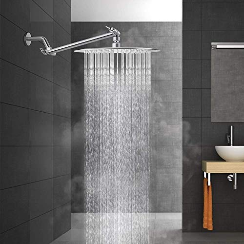 Voolan Rain Shower Head, High Pressure High Flow All Metal Rainfall Shower Head, Ultra-Thin Design-Pressure Boosting, Universal Wall and Ceiling Mount (10 Inch, Chrome) - color: Chrome, size: 10 Inch