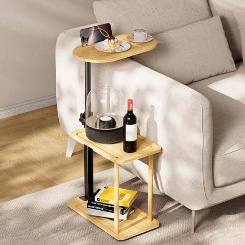 Bathtub Tray Table, Freestanding Bath Side Table Tub Tray Caddy | 3 Layer Bamboo Bath Board Shelf, Bathtub & Bathroom Accessories, New Home Gift for Mom, Housewarming, Anniversary, Wedding - color: Natural