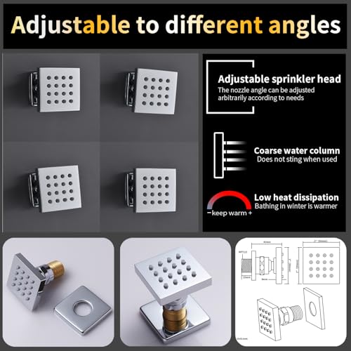 AYIVG Thermostatic Full Body Rainfall Shower System Dual 3 Way Diverter Valve 6 Function Ceiling Mount 14x20" ShowerHeads With 6 Jets 2 Handheld Shower Set (Chrome) - color: Chrome
