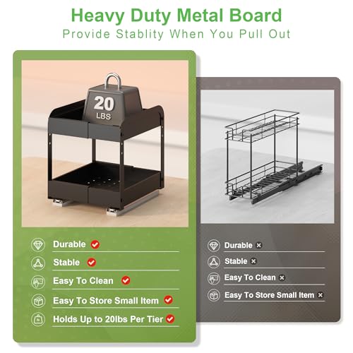Across-Star Expandable Pull Out Spice Rack For Cabinet, 2-Tier No Drill Slide Out Drawers For Kitchen Cabinet with Adjustable Height, Metal Pullout Spice Holder Seasoning Shelf Inside Cabinet - size: 5.5''-7.9''W*10.24''D*10.82''H
