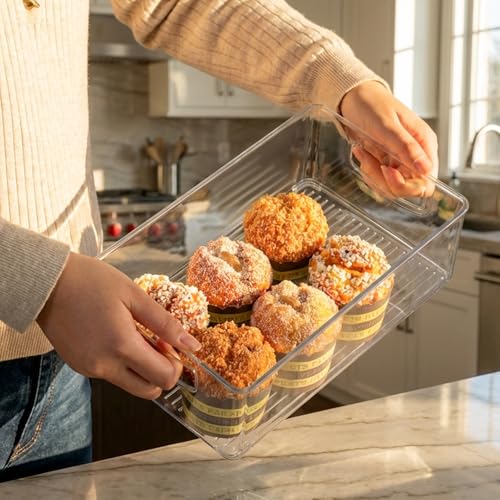 Hudgan Clear Storage Bins 8 Packs for Refrigerator, 4 Large Stackable Pantry Organizer Bins and 4 Medium Storage Plastic Containers for Home Edit, Kitchen, Freezer, Bathroom, Drawers, Shelves - size: 4L+4M