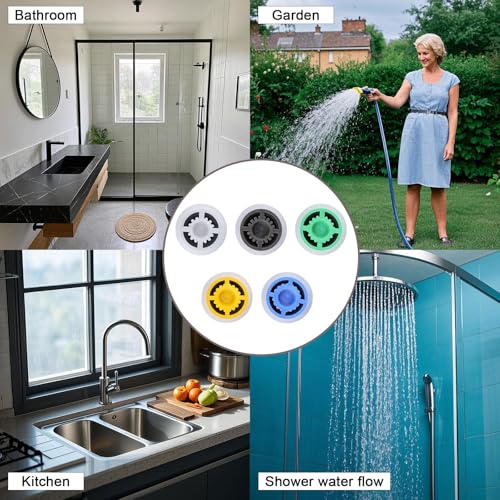 20pcs Multi Color Shower Head Flow Restrictors, Plastic GPM 1.5/1.8/2.0/2.5/3.0 Water Saver Faucet Adapters Shower Head Flow Limiter Water Pressure Reducer for Bathroom Toilet