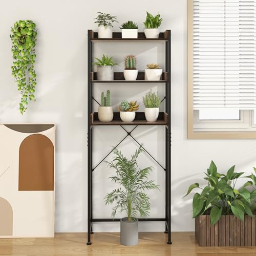 Giantex Over The Toilet Storage Rack, 3-Tier Bathroom Space Saver Organizer with Adjustable Bottom Bar to Fit Most Toilets, Freestanding Above Toilet Storage Rack, Easy Assembly (Brown + Black) - color: Brown + Black