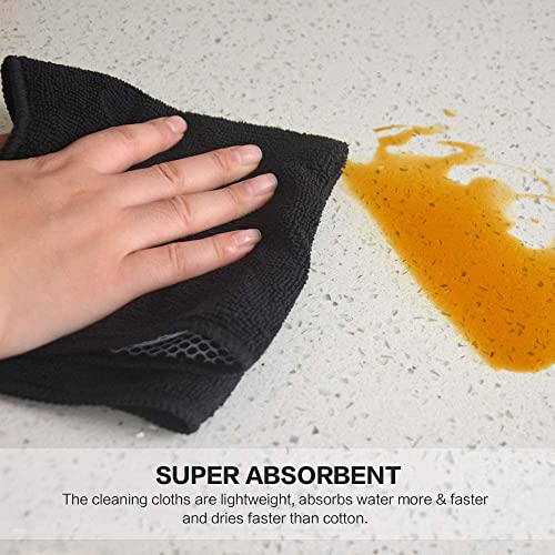 Dish Cloth for Washing Dishes Kitchen Washcloth Cleaning Cloth | 12x12inch 5pack Kitchen Towels Rags, Microfiber Cleaning Cloths, Wash Cloths with Poly Scour Side, Wholesale, Black - color: Black, size: 12inchx12inch 5pack