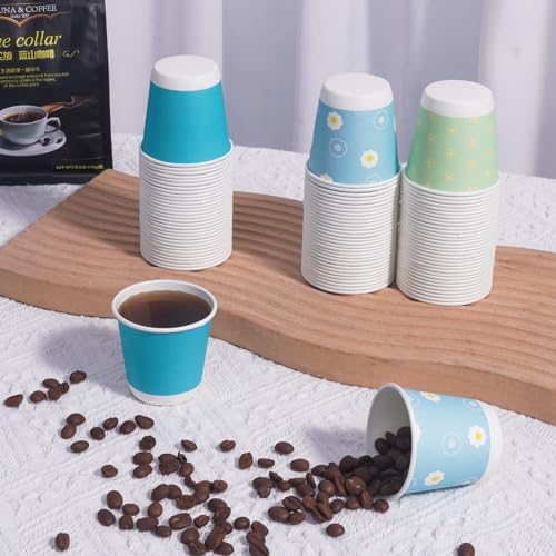 Tamone 600 Pack 3 oz Bathroom Cups, Mouthwash Cups with Flower, Pink, Yellow, Blue Small Disposable 3 oz Paper Cups for Party, Picnic, BBQ, Travel, Home & Event - color: pink & yellow & blue