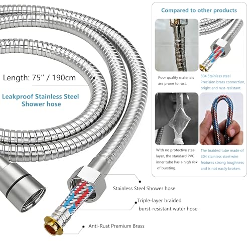 Filtered Shower Head with Handheld, High Pressure 6-Mode Water Softener for Hard Water, 12 Replacement Filters, 75" Anti-Burst Extra Long Hose & Adjustable Bracket for Healthier Skin and Hair