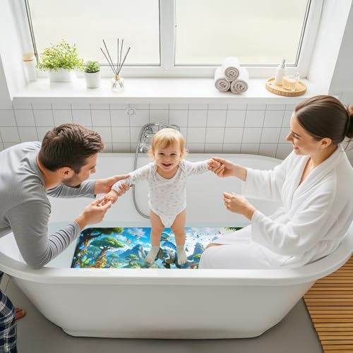 Upgrade Cartoon Baby Bath Mat Non Slip - 40"x16" Extra Long Bathtub Mat for Baby Eco Friendly Durable Bath Mat for Tub Non Slip Kids Tub Mat with Suction Cups, Machine Washable and No Fading, Dinosaur - color: K-dinosaur-4
