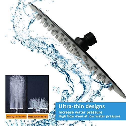 NearMoon Rain Shower Head, Ultra-Thin Design-Pressure Boosting, Awesome Some Experience, High Flow Stainless Steel Rainfall Head (8 Inch,Matte Black) - color: Matte Black, size: 8 Inch