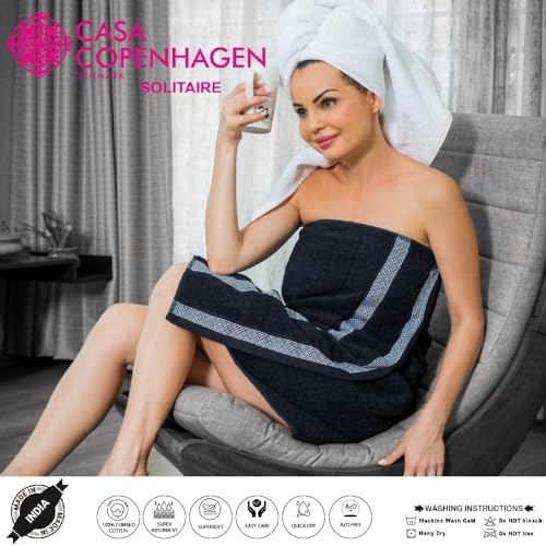 CASA COPENHAGEN Solitaire Luxury Hotel & Spa Quality, 600 GSM Egyptian Cotton, 6 Piece Turkish Towel Set, includes 2 Bath Towels, 2 Hand Towels, 2 Washcloths, Grey Violet - color: Grey Violet (O), size: 6 Pcs Set