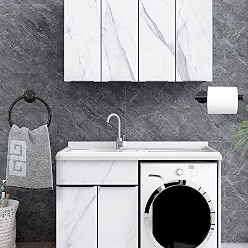NearMoon 2 Pieces Bathroom Hardware Accessories, Towel Ring and Toilet Paper Holder- Stainless Steel Bath Towel Hanger and Hand Towel Holder, Wall Mounted (Matte Black) - color: Matte Black