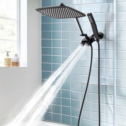 All Metal 12 Inch Rain Head with Body Spray Jets and Handheld (Matte Black) | All Metal Construction, Equipped with Body Spray Jets, 14 Inch Adjustable Extension Arm,Power Wash Function Hand Shower - color: Matte Black