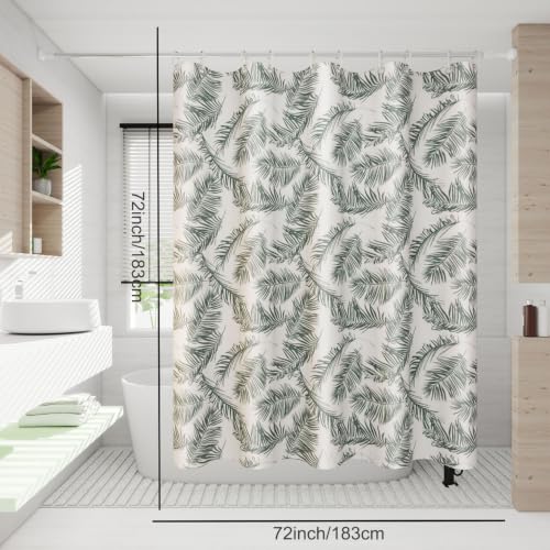 TIKABC Shower Curtain Liner, 4G PEVA Shower Liner, Plastic Waterproof Shower Curtains, 72x72 inch with Grommet Holes 3 Magnetic Weights - color: Big Feather
