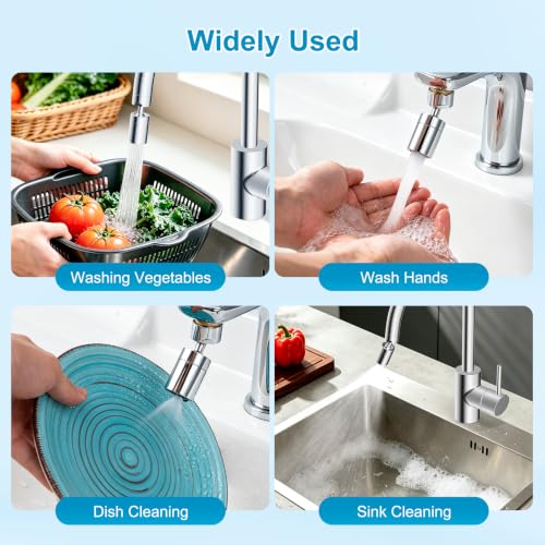 Hibbent 4-Mode Faucet Aerator, Faucet Sprayer Attachment, Chrome | NSF/ANSI/CAN 372 Certified, 360° Swivel Kitchen & Bathroom Sink Aerator, Faucet Replacement Part, 55/64 Inch Female Thread - color: Chrome, style: Four Modes