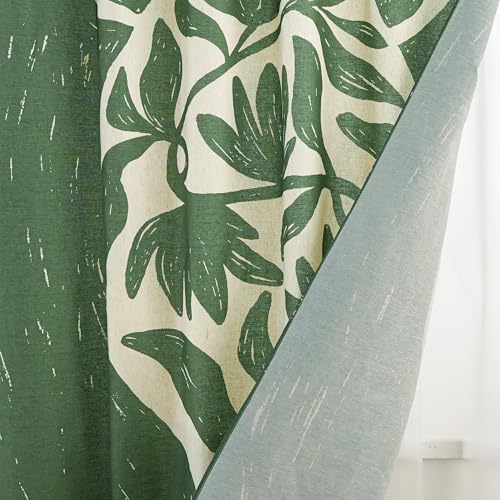 Tropical Green Flower Linen Shower Curtain Set with Liner,72"Wx72"L | Double Layer Shower Curtain Waterproof Fabric with Zippered Removable PEVA Liner,Boho Shower Curtain for Bathroom,Free Hooks - color: Green Vase Floral