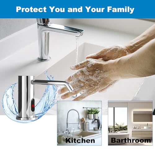 Automatic Soap Dispenser for Kitchen, Electric Soap Dispenser Built in Sink | Touchless Liquid hand Soap Dispenser with 1000ml Bottle, Infrared Sensors Soap Dispenser for Business Bathroom Chrome Plating - color: Electroplated-liquid