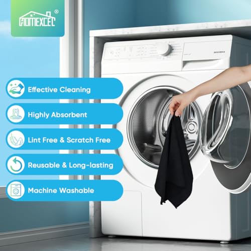HOMEXCEL 24PK Microfiber Cleaning Cloth, Cleaning Rag for Home, 11.5x11.5in | Reusable, Lint Free, Scratch-Free and Highly Absorbent Towels for Kitchen, Window and Glass, Cars, Black - color: Black