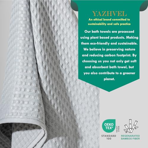 Bamboo Viscose Waffle Bath Towels - Pack of 4 - Grey - 250 GSM – 100% Viscose Derived from Bamboo - Quick-Dry Waffle Weave - Spa & Gym Ready - Oeko-TEX Certified – Absorbent - Breathable - color: Grey