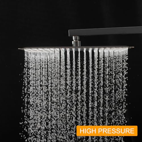 16 In Rain Shower Head High Pressure Rainfall Shower Head Bronze | Square Rain Bathroom Showerhead, High Flow, Large Stainless Steel, Ceiling Mounted, Wall Mounted, Waterfall Full Body - color: Oil Rubbed Bronze, size: 16 Inch