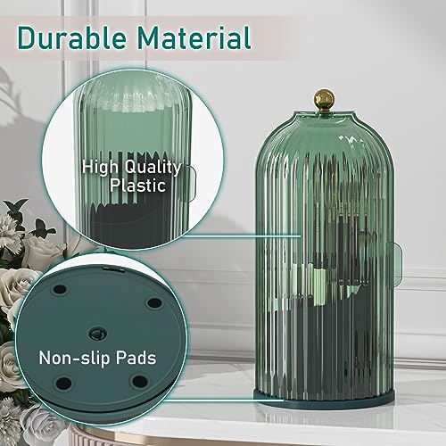 GAXmi Makeup Brush Holder with Lid Rotating Cosmetic Organizer, All Green | 360 Rotation, Waterproof, Dustproof, Moistureproof - color: Green