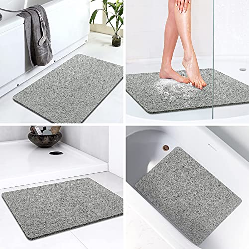 LuxStep Shower Mat Bathtub Mat,Non-Slip Bath Mat with Drain, Quick Drying | 24x36 inch, PVC Loofah Bathmat for Tub,Shower,Bathroom,Grey - color: Stylish Grey, size: 36" x 24"