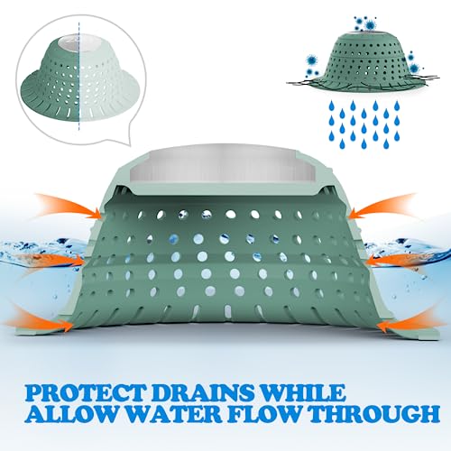Bathtub Drain Strainer Silicone Bathroom Stopper Fixture Accessories | Gray Green 2-Pack White Collapsible Shower Drain Hair Catcher for Pop Up Tubs, Traps Hair Before Clogs, Easy To Clean - color: Gray Green