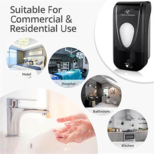 Manual Soap and Hand Sanitizer Dispenser by Oasis Creations, Liquid or Gel, Soap Dispenser Wall Mount, 1000ml/33oz. Commercial or Residential – Black Smoke - color: Black
