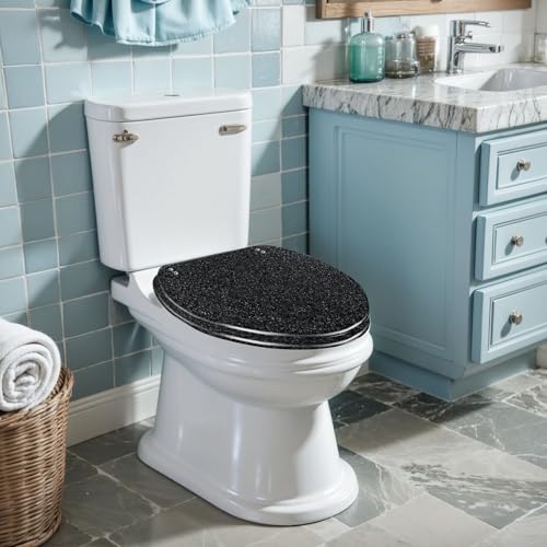 Elongated Toilet Seat Black abstract Resin Toilet Seat Slow Quiet Close with Quick-Release Hinges Toilet Seat with Cover Easy to Clean Install - color: Color3, size: V-Elongated