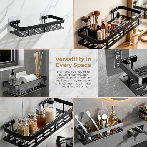 Wall-mounted Shower Rack, Large Capacity, No-drill Installation, Floating Shelf for Bathroom and Kitchen, Space-saving, Easy to Install, Used to Store Toiletries, Cosmetics and Miscellaneous Items