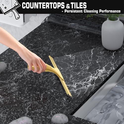 All-Purpose Shower Squeegee for Shower Glass Doors with 2 Adhesive Hook, Stainless Steel Squeegee for Bathroom, Household Window, Mirrors, Tiles and Car Windows 10 Inches, Clear, Golden