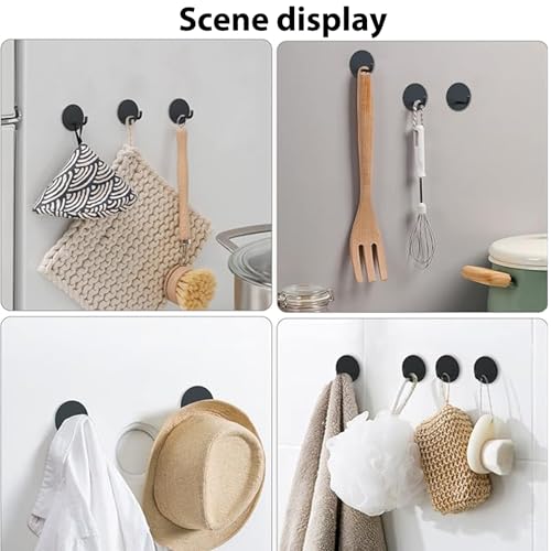 5 Pcs Adhesive Hooks Waterproof in Shower Hooks for Hanging Loofah, Towels, Clothes, Robes for Bathroom(Black Circular) - color: Black Circular