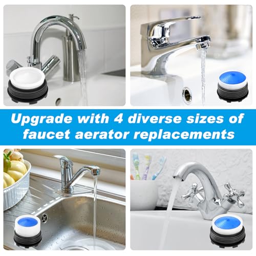 28 pcs Faucet Aerators with 5 Pcs Faucet Aerator Key Aerators Replacement Inserts for Sink M16.5 18.5 21.5 24 mm for Bathroom or Kitchen