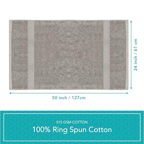Pleasant Home Bath Towels Set of 6 (24” x 50”) 100% Cotton, Gray | 515 GSM | Lightweight, Soft & Highly Absorbent Luxury Towels for Bathroom | for Gym, Pool & Spa - color: Grey