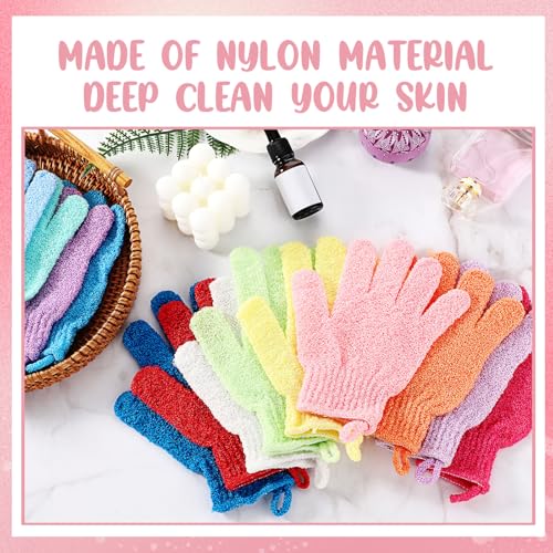 Didaey 104 Pcs Exfoliating Glove Bulk Shower Gloves with Hanging Loop Exfoliating Body Scrubber Dead Skin Remover for Body Bath Beauty Spa Massage Scrubs Men Women Bathing(White) - color: White