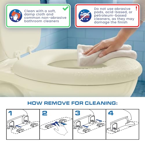 Plexon Soft Cushioned Toilet Seat, Elongated Bone, Slow-Close Lid & Seat, Quick-Release Hinge, Easy To Clean & Change - color: Bone, size: Elongated