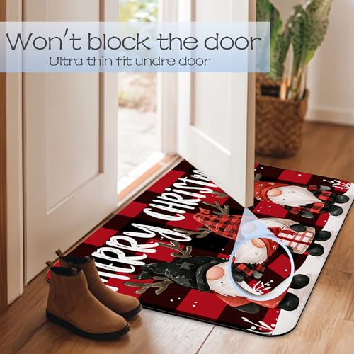 Christmas Gnomes Bathroom Mat, Non-Slip Rubber Backing Thin Low-Profile Bath Rug, Easy-Clean Bathroom Floor Mat for Shower, Bathtub, Kitchen, or Entryway - color: Christmas Gnomes