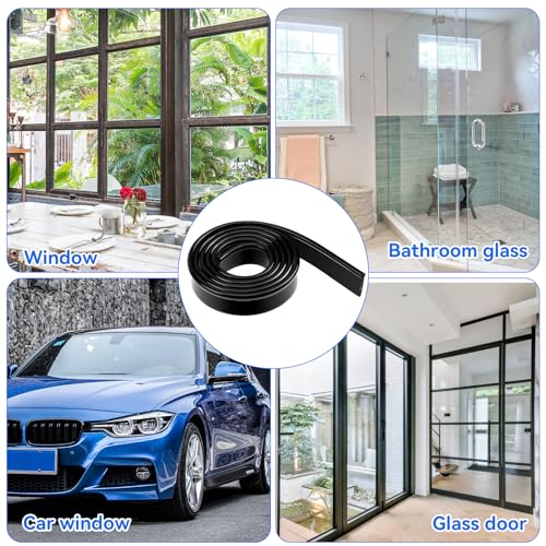 Black Squeegee Replacement Blades, 41in/roll Silicone Window Rubber Squeegee Refill Blades Head for Windows, Shower Doors, Glass Cleaning