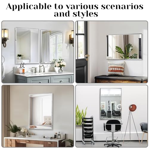 1 PCS 20x 28 Beveled Wall Mirror Decorative Bathroom Vanity Mirror | Beveled Edge,Shatterproof Frameless Mirror,Modern Design,Rectangle - size: 28"L x 20"W