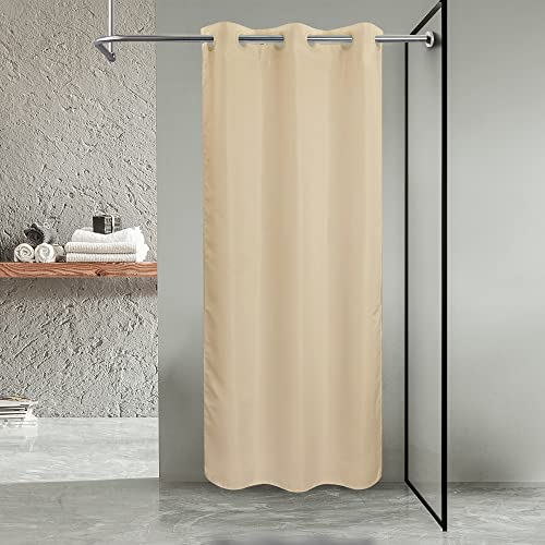 River Dream Stall Size No Hook Beige Shower Curtain Soft Microfiber - 36" Wide Small Fabric Shower Curtain Set for Narrow Stall, Waterproof & Washable, Bottom Magnets, Beige, 36x74 - color: Beige, size: 36"W x 74"L (Pack of 1)
