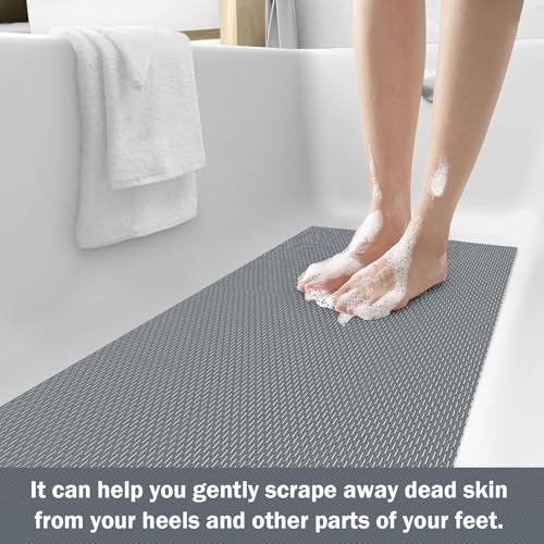Bathroom Non Slip Shower Mat, Gray 47x32 Inch Bathtub Mat, Non Slip Bathroom Mat for Elderly and Kids, Easy to Dry, Fast-Dry Drainage Hole, Easy to Prune - color: Gray, size: 47" x 32" (Rectangular)
