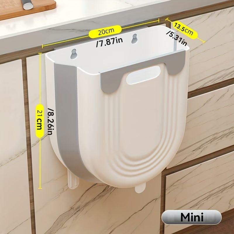 Collapsible Waste Bin for Kitchen, Kitchen Trash Can, Wall Mounted Waste Bin for Kitchen & Bathroom, Grey - color: Grey