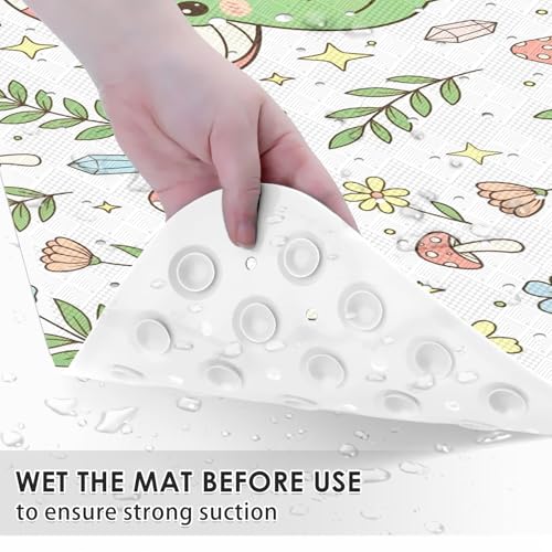 Green Cute Frog Mushrooms Bathtub Shower Mat Summer Leaf Flower Non-Slip Tub Mat Extra Long Bath Floor Mats 40X16 Inch Machine Washable for Bathroom Tub Bath Mat for Toddler and Baby - color: Green Frog Mushrooms
