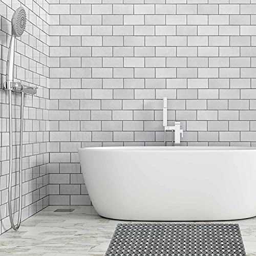 BEMISO Shower Mat Non Slip Bathtub Mat 33.4 x 15.7 Inch Large Size | Suction Cups,Drain Holes,Easy Dry,Easy to Cut - color: Pure Grey, size: 33.4 x 15.7 inches