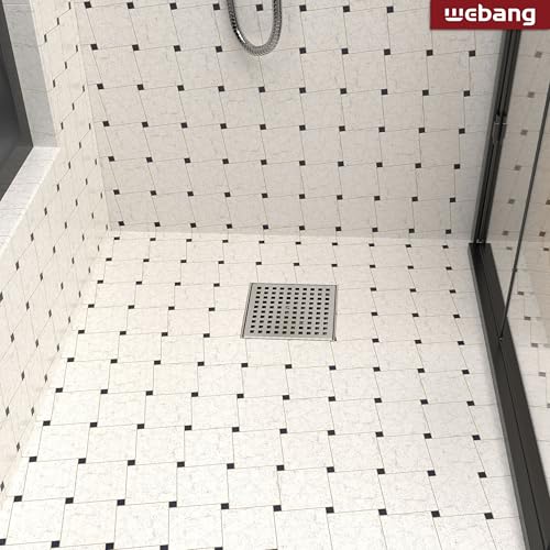 6 Inch Square Shower Drain Nickel Floor Drain with Flange Square Holes Pattern Cover Grate Removable SUS304 Stainless Steel Watermark&CUPC Certified Brushed Nickel - color: Brushed Nickel, size: 6 Inch