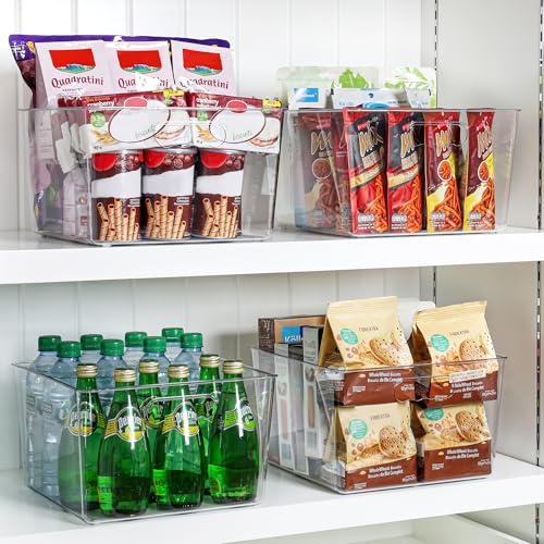 Vtopmart 8 Pack Extra Large Clear Storage Bins, 11x11 Cube Organizer | Acrylic Cube Storage Bins, Plastic Containers with Handle for Pantry, Kitchen, Closet, Laundry Room, Bathroom, Under Sink - size: Without Lid