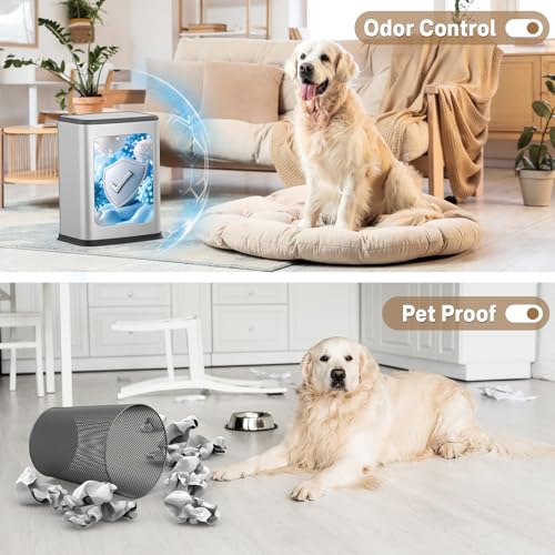 2.1 Gal Slim Bathroom Trash Can with Swing Lid, Rustproof Stainless Steel Small Garbage Can for Narrow Spaces & Toilet Side, Dog Proof Odor Control Waste Basket for Bedroom/Office, Silver - color: Silver