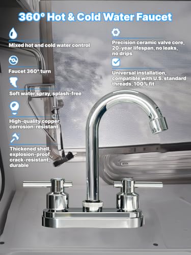 Bathroom Faucets,Black Bathroom Sink Faucet 2 Hole,Centerset 4 inch Bathroom Faucet with Two Handle and 2 Supply Hoses,Bathroom Faucets for Sink Vanity,Chrome - color: Chrome