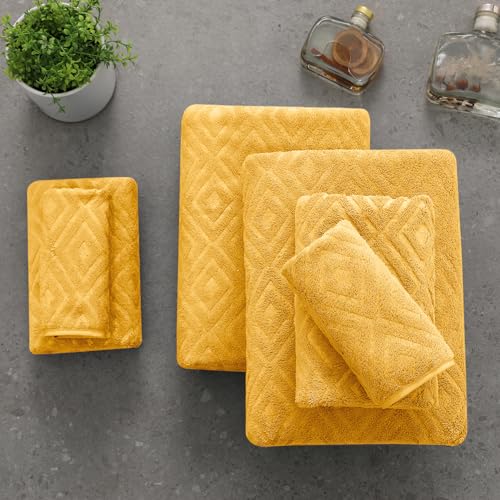 Smuge 18-Piece Bath Towel Set, Include 6 Bath Towel Sheets, 6 Hand Towels and 6 Washcloths - Highly Absorbent Quick Dry 100% Microfiber,Ultra Soft Bathroom Towel Set (Ginger) - color: Ginger, size: 18 Pcs Bath Towel Set