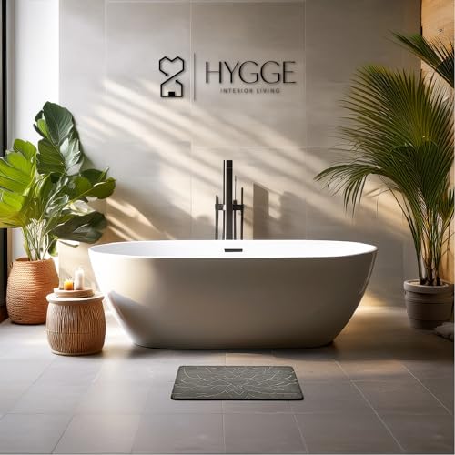 Diatomaceous Earth Stone Bath Mat - Ash Bloom | Modern Fast Dry Bathroom Floor Shower Mat, Quick Drying Premium Luxury Diatomite Spa Stone Gift, Non-Slip Base, 23.6" x 15.4" - color: Ash Bloom