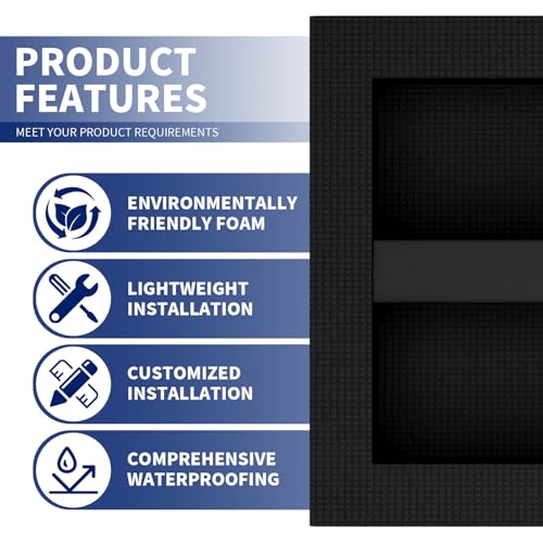 Shower Niche 16" x 16" Black, Tile Ready Insert with Shelf | Recessed Shower Wall Niche, Removable Shelf, Tile Ready Insert, Built-in Bathroom Storage Box, Waterproof, Easy Install